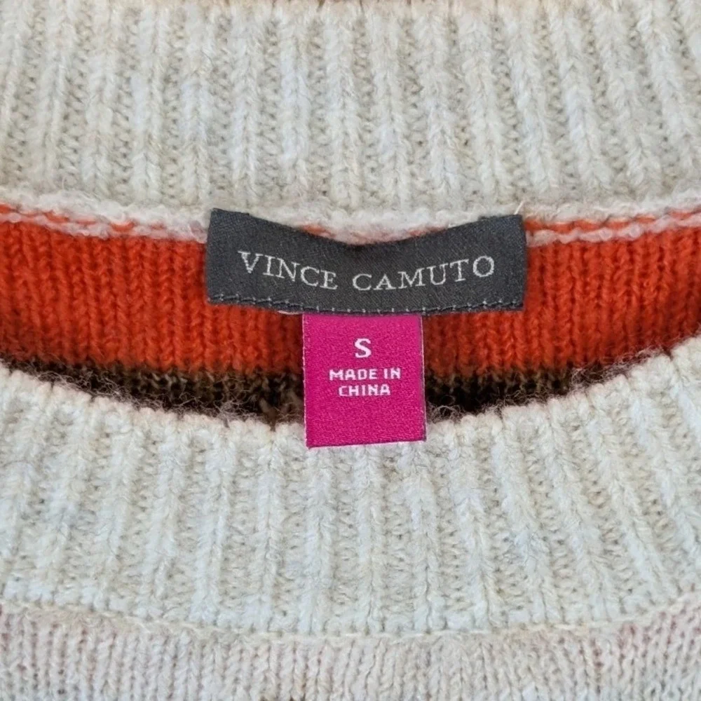 Vince Camuto Pumpkin Jack-O-Lantern Halloween Sweater Womens Small Cream Orange - Picture 3 of 8